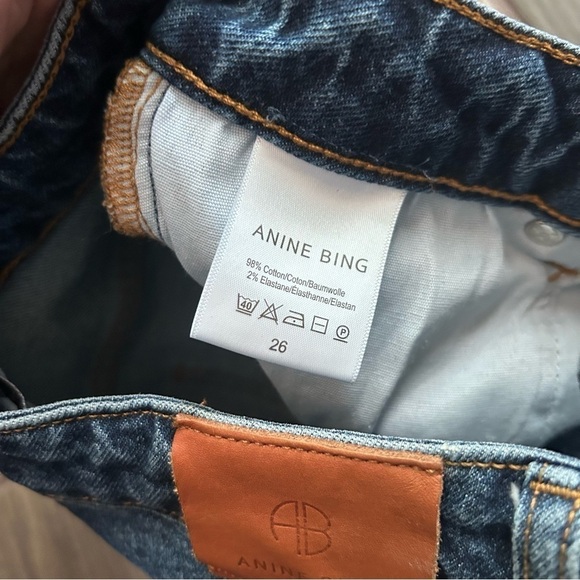 Anine Bing Lara High Waisted Kick Flare Ankle Jeans in Medium Wash Sz 26 - Picture 9 of 10